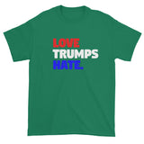 Love Trumps Hate Trump Loves Hate Men's Short Sleeve Double Sided T-Shirt + House Of HaHa Best Cool Funniest Funny Gifts