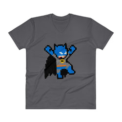 Batman Perler Art V-Neck T-Shirt by Silva Linings + House Of HaHa Best Cool Funniest Funny Gifts