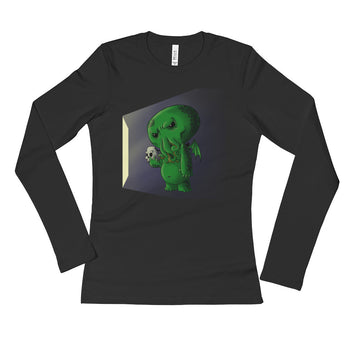 Midnight Snack Chibi Cthulhu Ladies' Long Sleeve T-Shirt + House Of HaHa Best Cool Funniest Funny Gifts