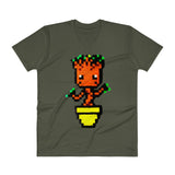Baby Groot Perler Art  V-Neck T-Shirt by Aubrey Silva + House Of HaHa Best Cool Funniest Funny Gifts