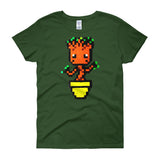 Baby Groot Perler Art Women's Short Sleeve T-Shirt by Aubrey Silva + House Of HaHa Best Cool Funniest Funny Gifts