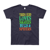 This Kid Loves Snakes Bugs Spiders Creepy Critters Youth Short Sleeve T-Shirt - Made in USA + House Of HaHa Best Cool Funniest Funny Gifts