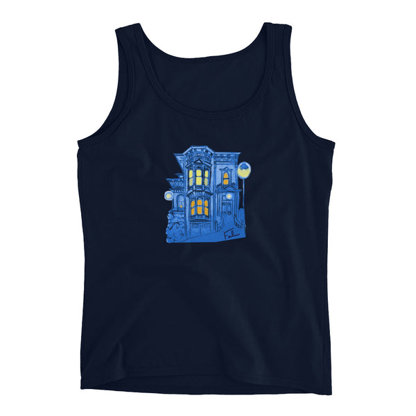 Blue Victorian San Francisco Ladies' Tank Top by Nathalie Fabri + House Of HaHa Best Cool Funniest Funny Gifts