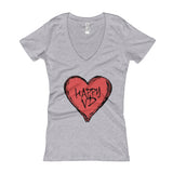 Happy VD Valentines Day Heart STD Holiday Humor Women's V-Neck T-shirt + House Of HaHa Best Cool Funniest Funny Gifts