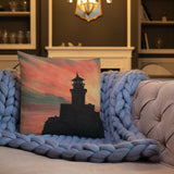 Tillamook Rock Lighthouse Sunset Premium Pillow + House Of HaHa Best Cool Funniest Funny Gifts