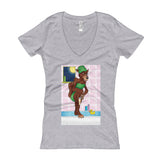 Werewolf Shaving in the Shower Women's V-Neck T-Shirt + House Of HaHa Best Cool Funniest Funny Gifts