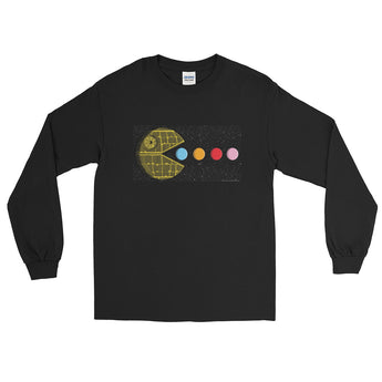 PAC-MOON Death Star Pac-Man Mashup Men's Long Sleeve T-Shirt by Aaron Gardy + House Of HaHa Best Cool Funniest Funny Gifts