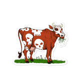 Cow with Skulls Vinyl Bubble-free Vegan stickers + House Of HaHa Best Cool Funniest Funny Gifts