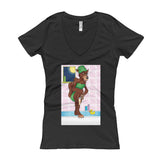 Werewolf Shaving in the Shower Women's V-Neck T-Shirt + House Of HaHa Best Cool Funniest Funny Gifts