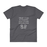 True Love is Finishing Each Other's Sandwiches V-Neck T-Shirt + House Of HaHa Best Cool Funniest Funny Gifts