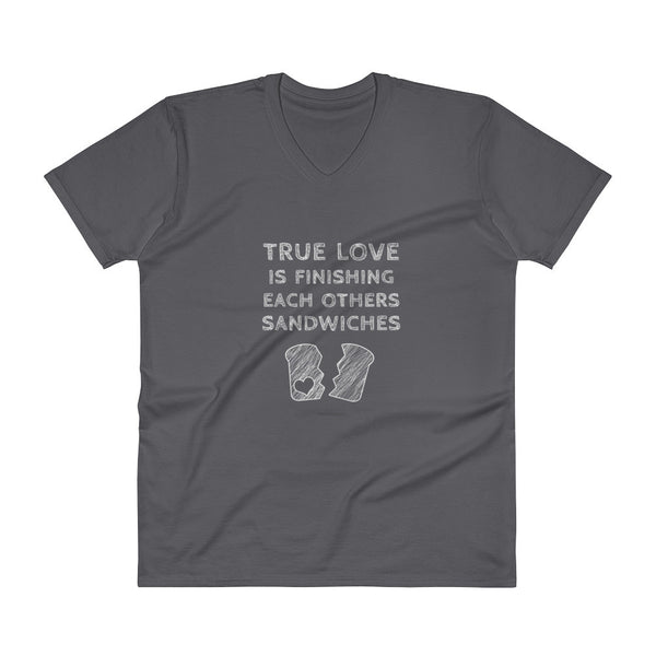 True Love is Finishing Each Other's Sandwiches V-Neck T-Shirt + House Of HaHa Best Cool Funniest Funny Gifts