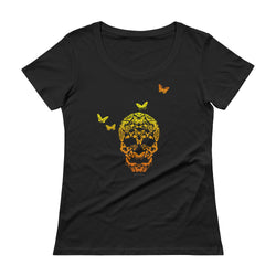Butterfly Skull Ladies' Scoopneck Women's T-Shirt - House Of HaHa