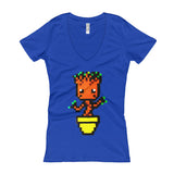 Baby Groot Perler Art Women's V-Neck T-shirt by Aubrey Silva + House Of HaHa Best Cool Funniest Funny Gifts