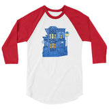 Blue Victorian San Francisco 3/4 Sleeve Raglan Shirt by Nathalie Fabri + House Of HaHa Best Cool Funniest Funny Gifts