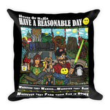 Have A Reasonable Day Camping Across America Square Pillow by Aaron Gardy + House Of HaHa Best Cool Funniest Funny Gifts