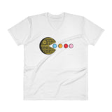 PAC-MOON Death Star Pac-Man Mashup Men's V-Neck T-Shirt by Aaron Gardy + House Of HaHa Best Cool Funniest Funny Gifts