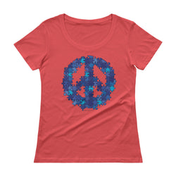 Puzzle Peace Sign Autism Spectrum Asperger Awareness Ladies' Scoopneck T-Shirt + House Of HaHa Best Cool Funniest Funny Gifts