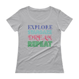 Explore Stargaze Dream Repeat Ladies' Scoopneck T-Shirt + House Of HaHa Best Cool Funniest Funny Gifts