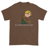 Why's Everybody Always Picking On Me? Men's Short Sleeve Aquaman Charlie Brown Mash-Up T-Shirt - House Of HaHa