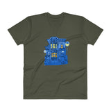 Blue Victorian San Francisco V-Neck T-Shirt by Nathalie Fabri + House Of HaHa Best Cool Funniest Funny Gifts