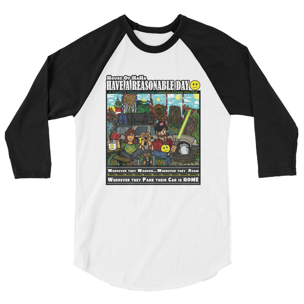 Have A Reasonable Day Camping Across America 3/4 sleeve raglan shirt by Aaron Gardy + House Of HaHa Best Cool Funniest Funny Gifts