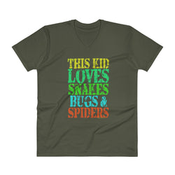 This Kid Loves Snakes Bugs Spiders Creepy Critters V-Neck T-Shirt + House Of HaHa Best Cool Funniest Funny Gifts