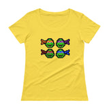 Ninja Turtles Perler Art Ladies' Scoopneck T-Shirt by Aubrey Silva + House Of HaHa Best Cool Funniest Funny Gifts