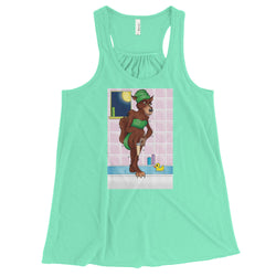 Werewolf Shaving in the Shower Women's Flowy Racerback Tank Top + House Of HaHa Best Cool Funniest Funny Gifts