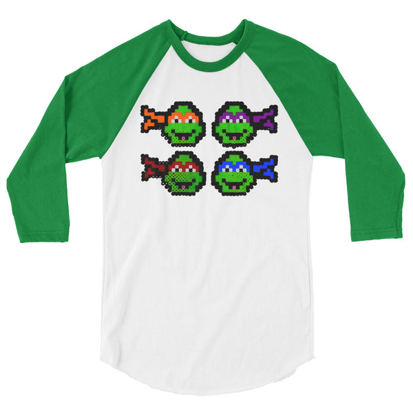 Ninja Turtles Perler Art 3/4 Sleeve Raglan Shirt by Aubrey Silva + House Of HaHa Best Cool Funniest Funny Gifts