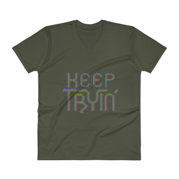 Keep Tryin' Triathlon Training Motivational Perseverance Men's V-Neck T-Shirt + House Of HaHa Best Cool Funniest Funny Gifts