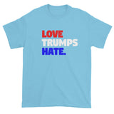 Love Trumps Hate Trump Loves Hate Men's Short Sleeve Double Sided T-Shirt + House Of HaHa Best Cool Funniest Funny Gifts
