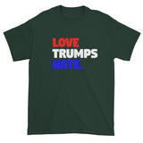 Love Trumps Hate Trump Loves Hate Men's Short Sleeve Double Sided T-Shirt + House Of HaHa Best Cool Funniest Funny Gifts