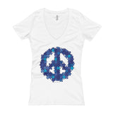 Puzzle Peace Sign Autism Spectrum Asperger Awareness Women's V-Neck T-shirt + House Of HaHa Best Cool Funniest Funny Gifts