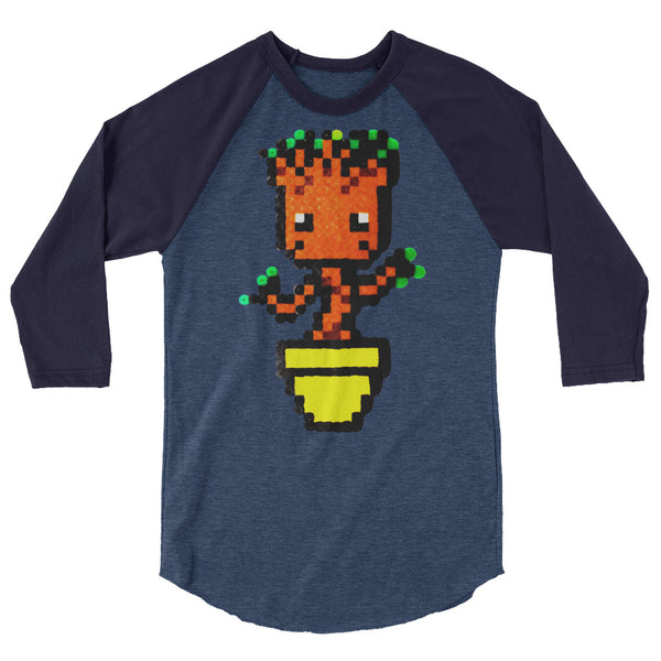 Baby Groot Perler Art 3/4 Sleeve Raglan Shirt by Aubrey Silva + House Of HaHa Best Cool Funniest Funny Gifts