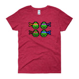 Ninja Turtles Perler Art Women's Short Sleeve T-Shirt by Aubrey Silva + House Of HaHa Best Cool Funniest Funny Gifts