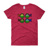 Ninja Turtles Perler Art Women's Short Sleeve T-Shirt by Aubrey Silva + House Of HaHa Best Cool Funniest Funny Gifts