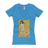Mummy Pin-Up Women's V-Neck T-Shirt + House Of HaHa Best Cool Funniest Funny Gifts