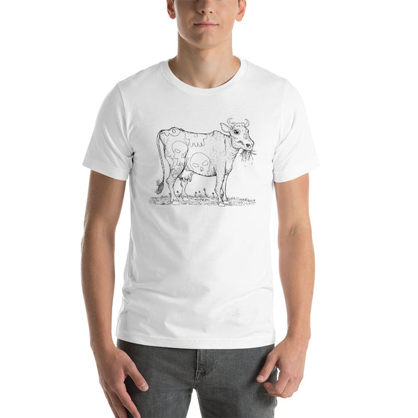 Scary Dairy Cow Skull Vegan Artwork T-Shirt + House Of HaHa Best Cool Funniest Funny Gifts