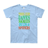 This Kid Loves Snakes Bugs Spiders Creepy Critters Youth Short Sleeve T-Shirt - Made in USA + House Of HaHa Best Cool Funniest Funny Gifts