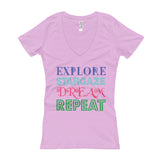 Explore Stargaze Dream Repeat Women's V-Neck T-shirt + House Of HaHa Best Cool Funniest Funny Gifts