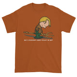 Why's Everybody Always Picking On Me? Men's Short Sleeve Aquaman Charlie Brown Mash-Up T-Shirt - House Of HaHa