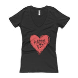 Happy VD Valentines Day Heart STD Holiday Humor Women's V-Neck T-shirt + House Of HaHa Best Cool Funniest Funny Gifts
