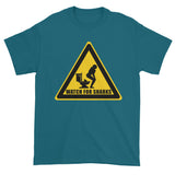 Watch for Sharks in the Toilets Caution Sign Warning Men's Short Sleeve T-Shirt + House Of HaHa Best Cool Funniest Funny Gifts
