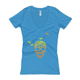 Butterfly Skull Women's V-Neck T-Shirt - House Of HaHa