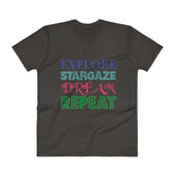 Explore Stargaze Dream Repeat Men's V-Neck T-Shirt + House Of HaHa Best Cool Funniest Funny Gifts