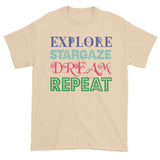 Explore Stargaze Dream Repeat Men's Short Sleeve T-shirt + House Of HaHa Best Cool Funniest Funny Gifts
