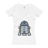 R2-D2 Perler Art Women's V-Neck T-shirt by Aubrey Silva + House Of HaHa Best Cool Funniest Funny Gifts