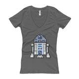 R2-D2 Perler Art Women's V-Neck T-shirt by Aubrey Silva + House Of HaHa Best Cool Funniest Funny Gifts