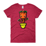 Baby Groot Perler Art Women's Short Sleeve T-Shirt by Aubrey Silva + House Of HaHa Best Cool Funniest Funny Gifts