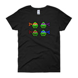 Ninja Turtles Perler Art Women's Short Sleeve T-Shirt by Aubrey Silva + House Of HaHa Best Cool Funniest Funny Gifts